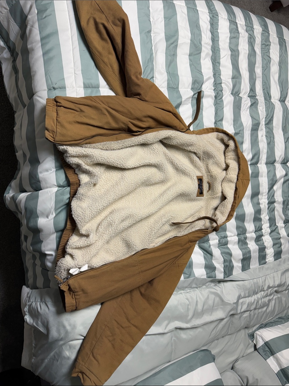 Urban Heritage Cream Teddy Sherpa Jacket with Brown Suede Trim